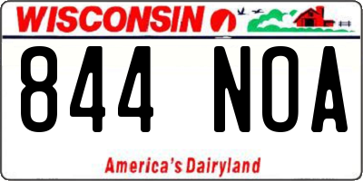 WI license plate 844NOA