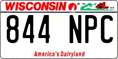 WI license plate 844NPC
