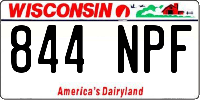 WI license plate 844NPF