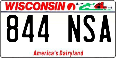 WI license plate 844NSA