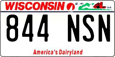WI license plate 844NSN