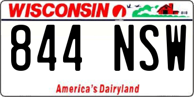 WI license plate 844NSW