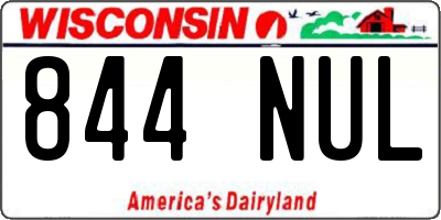 WI license plate 844NUL