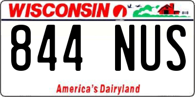 WI license plate 844NUS