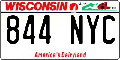 WI license plate 844NYC