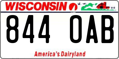 WI license plate 844OAB