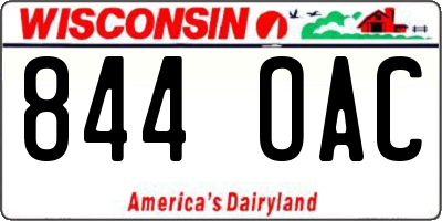 WI license plate 844OAC