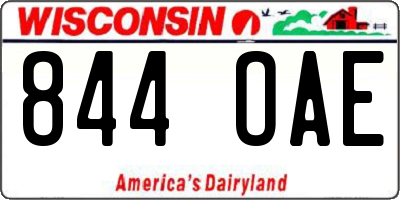 WI license plate 844OAE