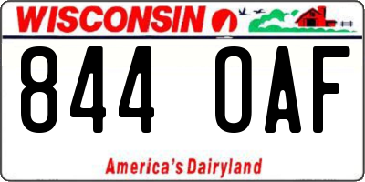 WI license plate 844OAF