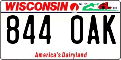 WI license plate 844OAK