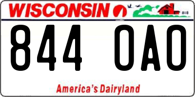 WI license plate 844OAO
