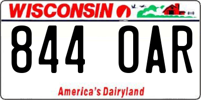 WI license plate 844OAR