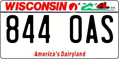 WI license plate 844OAS