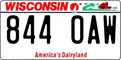 WI license plate 844OAW