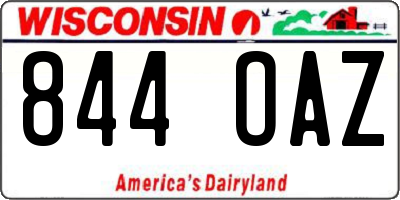 WI license plate 844OAZ