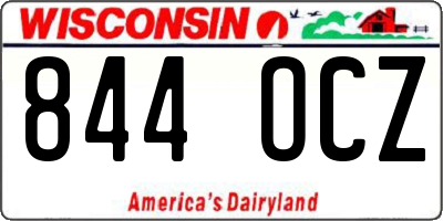 WI license plate 844OCZ