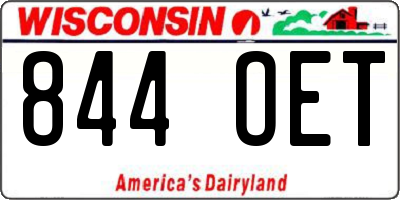 WI license plate 844OET