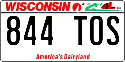 WI license plate 844TOS