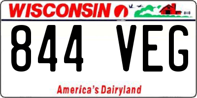 WI license plate 844VEG