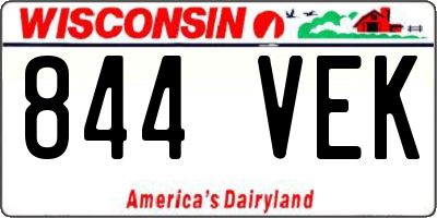 WI license plate 844VEK