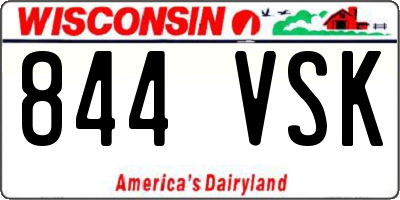 WI license plate 844VSK