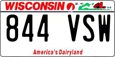 WI license plate 844VSW