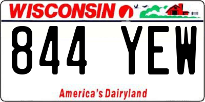 WI license plate 844YEW