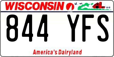 WI license plate 844YFS