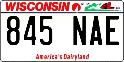 WI license plate 845NAE