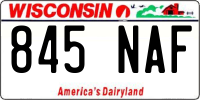 WI license plate 845NAF