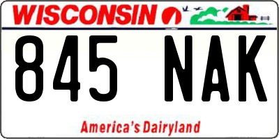 WI license plate 845NAK