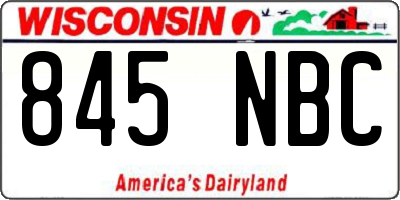 WI license plate 845NBC