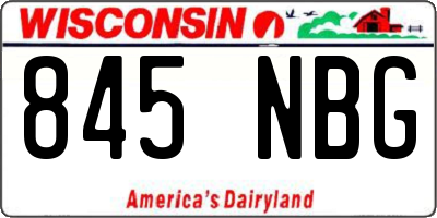 WI license plate 845NBG