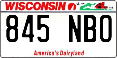 WI license plate 845NBO