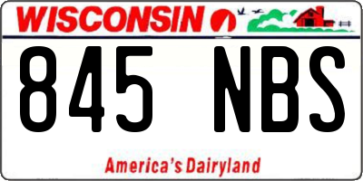 WI license plate 845NBS