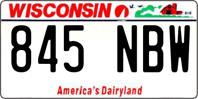 WI license plate 845NBW