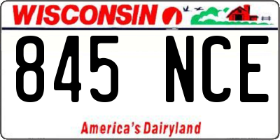 WI license plate 845NCE
