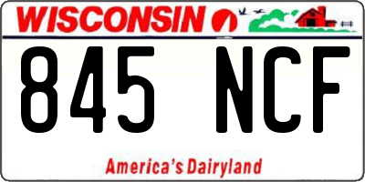 WI license plate 845NCF