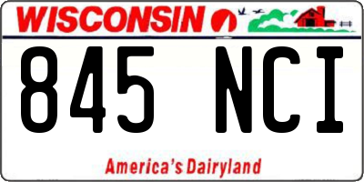 WI license plate 845NCI