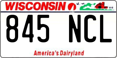 WI license plate 845NCL