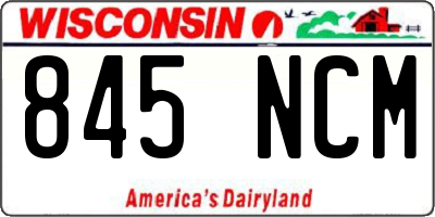 WI license plate 845NCM