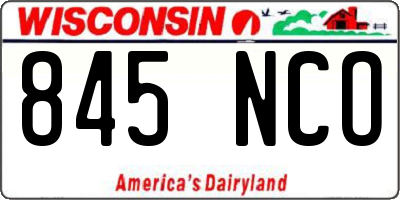 WI license plate 845NCO