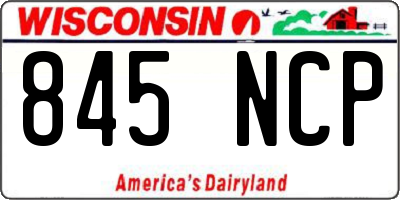 WI license plate 845NCP