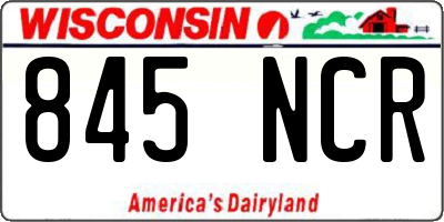 WI license plate 845NCR