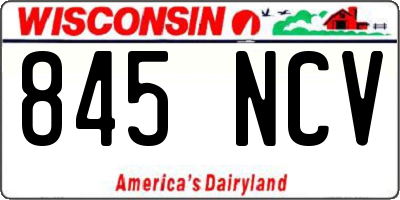 WI license plate 845NCV