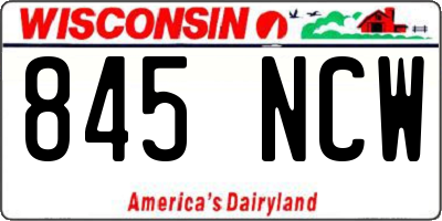 WI license plate 845NCW