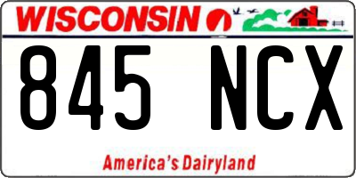 WI license plate 845NCX