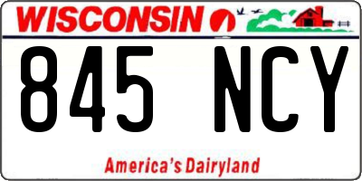 WI license plate 845NCY