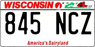 WI license plate 845NCZ