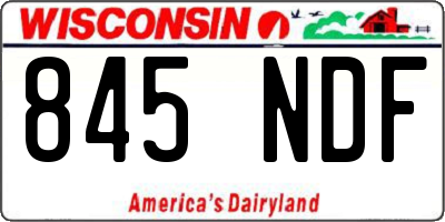 WI license plate 845NDF